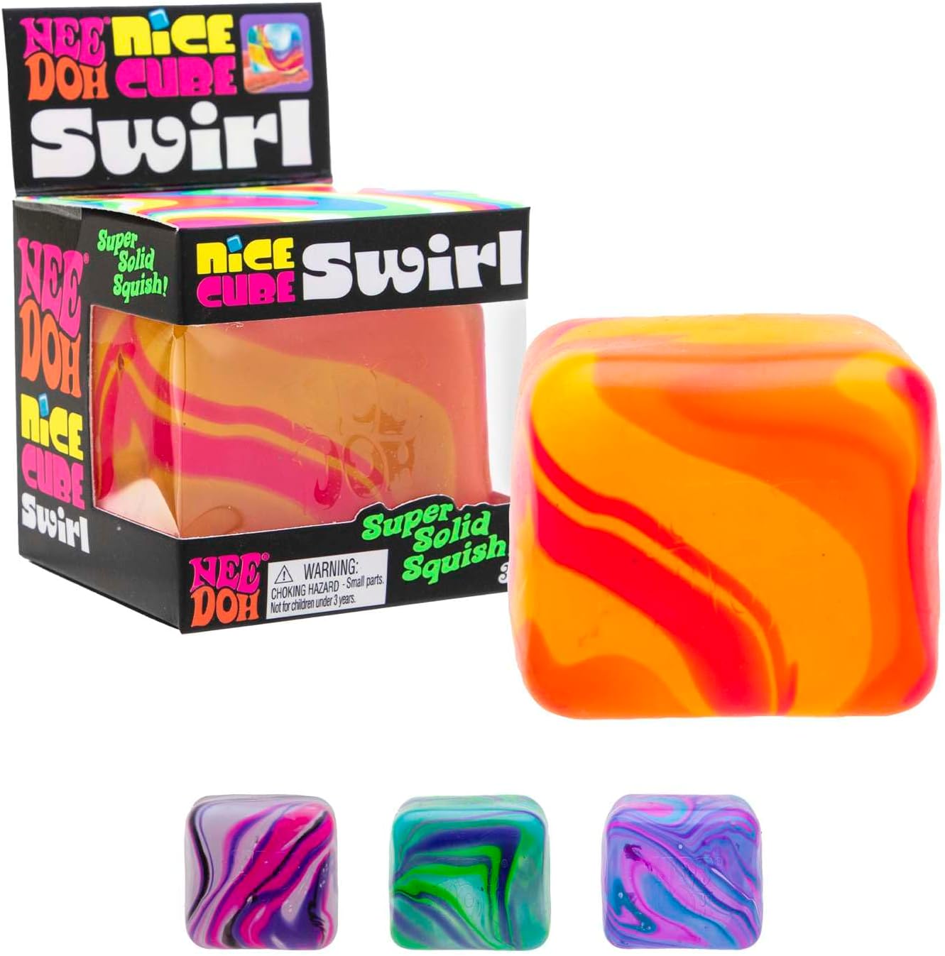 Schylling NeeDoh Nice Cube Swirl Squishy 2.25" Cube (Color May Vary)