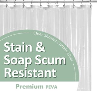 Barossa Design Clear PEVA Shower Curtain Liner, 72" Length