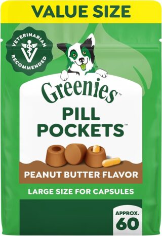 Greenies Pill Pockets Large Dog Treats, Peanut Butter, 15.8 oz
