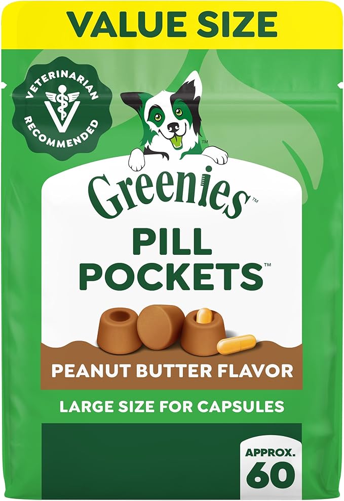 Greenies Pill Pockets Large Dog Treats, Peanut Butter, 15.8 oz