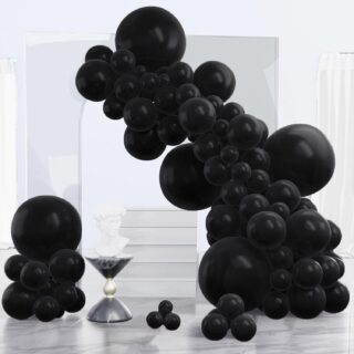 PartyWoo 140pcs Black Latex Balloons - 18/12/10/5 Inch Multi-Size Pack