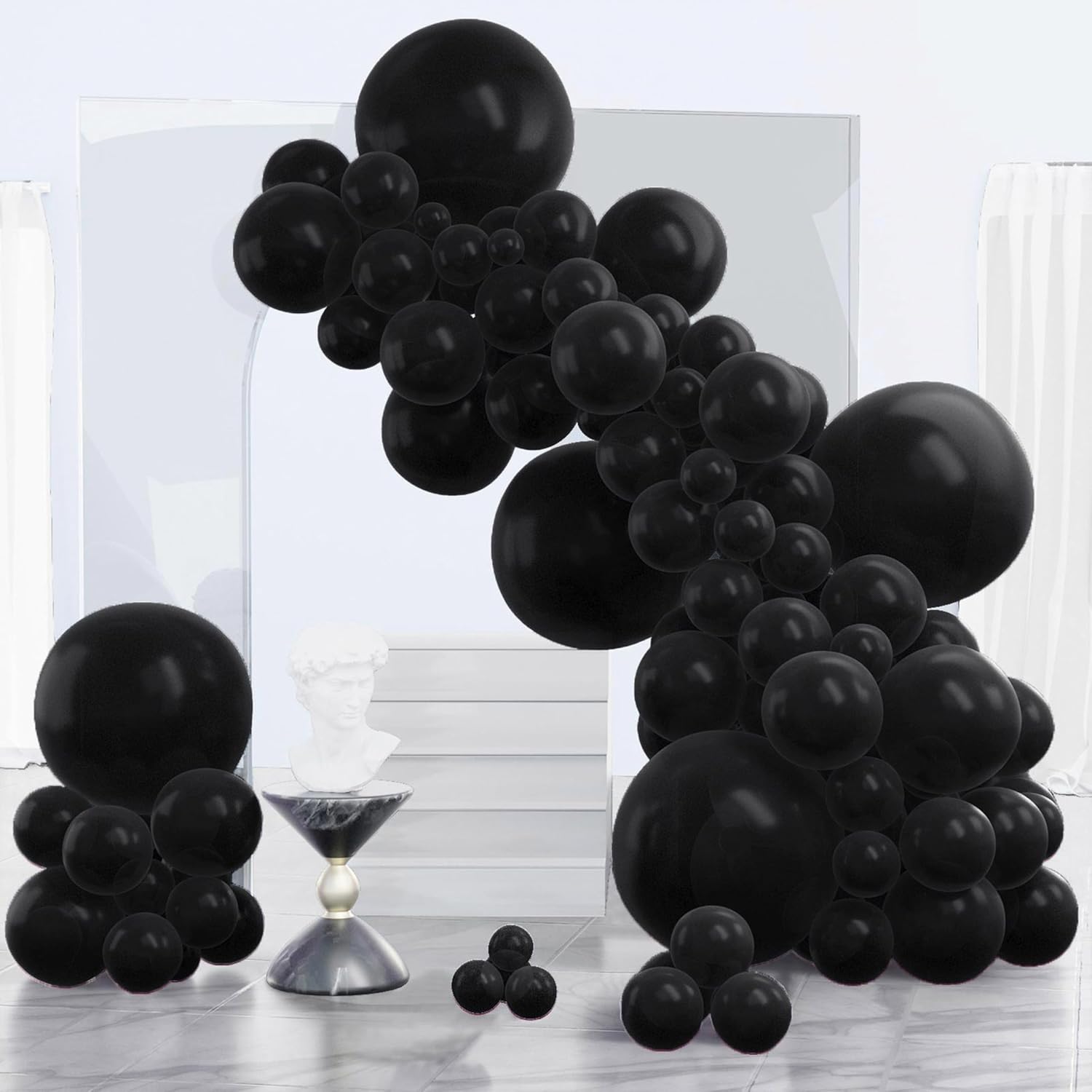 PartyWoo 140pcs Black Latex Balloons - 18/12/10/5 Inch Multi-Size Pack