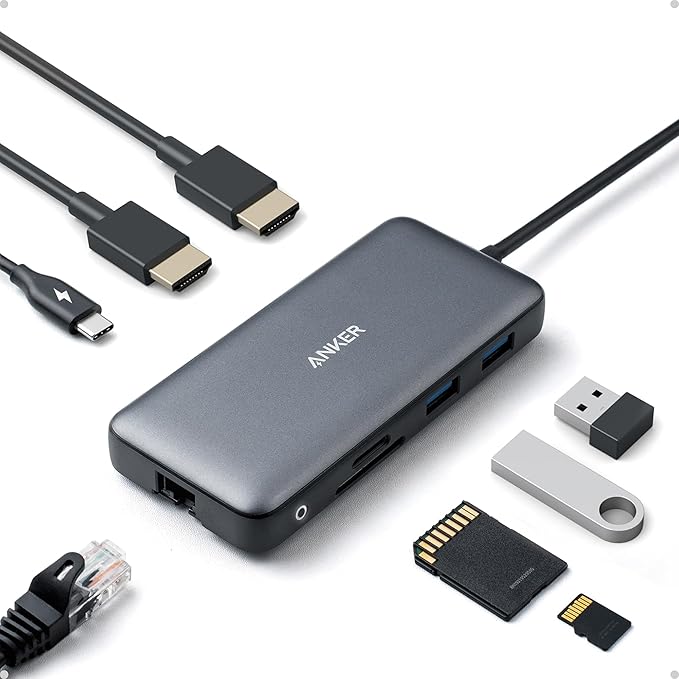 Anker PowerExpand 8-in-1 USB-C Docking Station (Dual HDMI, 85W PD)