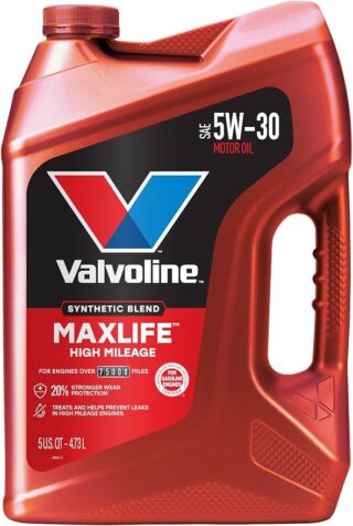 Valvoline MaxLife High Mileage 5W-30 Synthetic Blend Motor Oil, 5 Quart