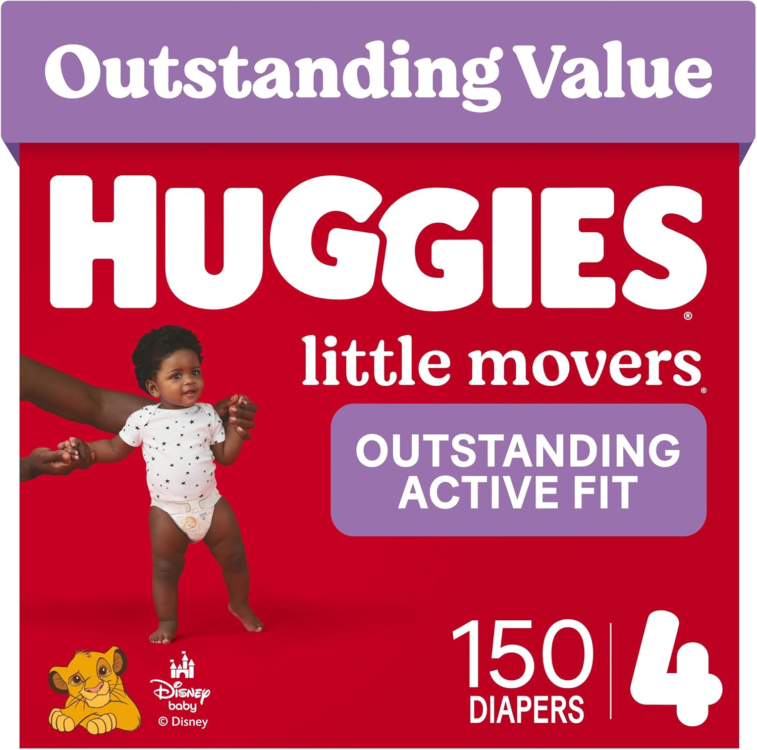 Huggies Little Movers Diapers Size 4 - 150 Count (6 Packs of 25)