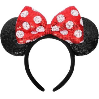 UNSPAZ Sequin Mouse Ears Headband with Bow (Polka Dots)