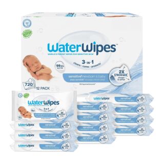 WaterWipes Sensitive+ Newborn & Baby Wipes, 720 Count (12 Packs)