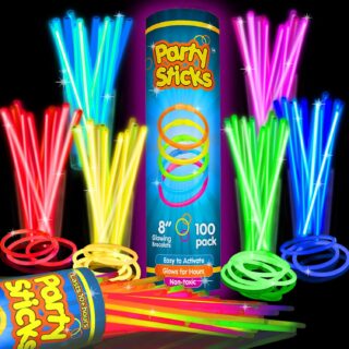 PartySticks Glow Sticks Halloween Party Supplies 100pk - 8 Inch Glow in the Dark Light Up Sticks