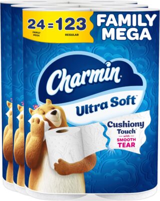 Charmin Ultra Soft Cushiony Touch Toilet Paper, 24 Family Mega Rolls