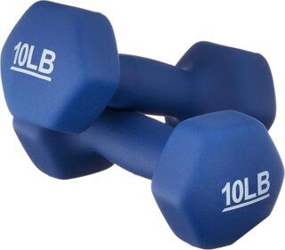 Amazon Basics Neoprene Dumbbell Hand Weights, 10 lb Pair, Navy Blue