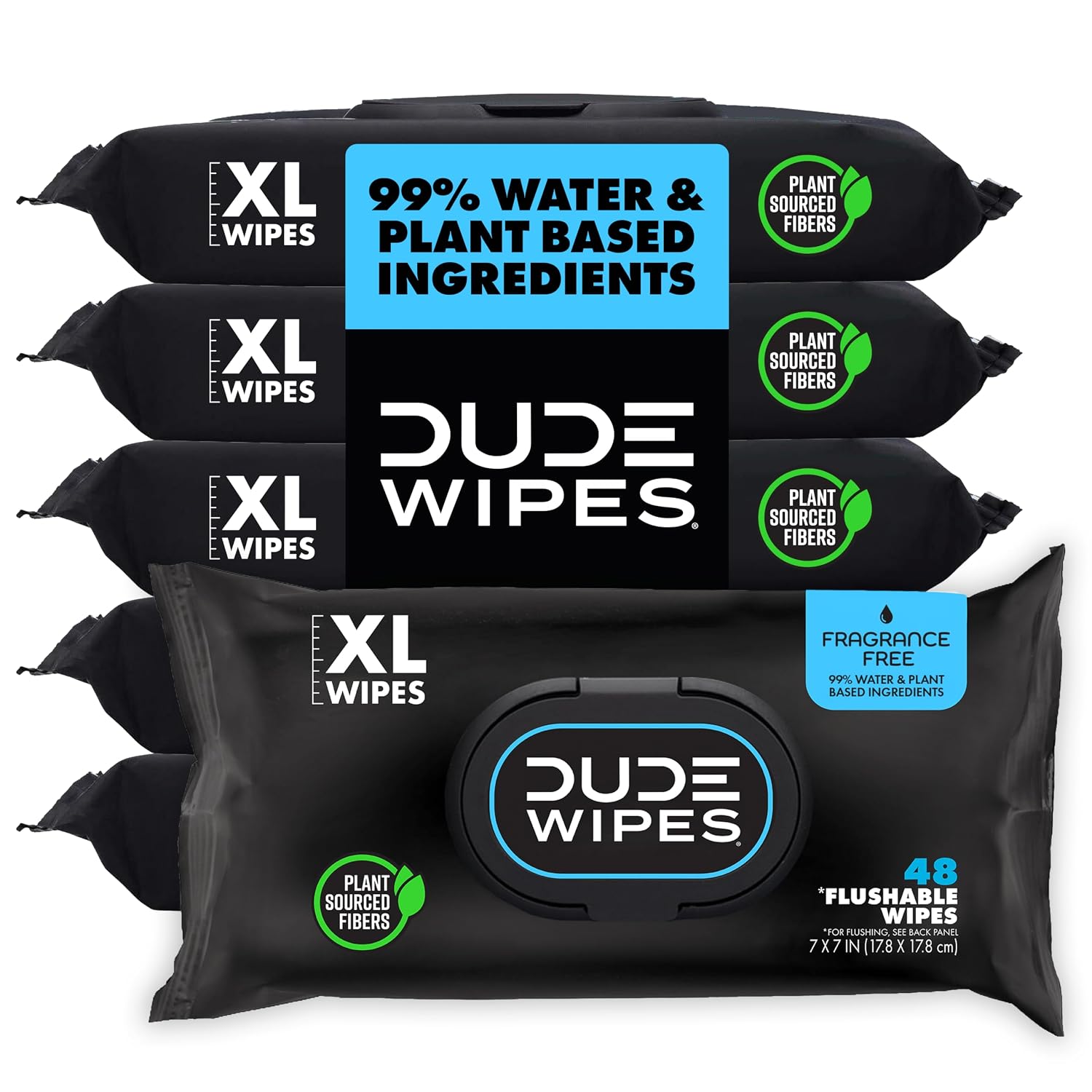 DUDE Wipes Unscented Adult Flushable Wet Wipes, 288 Count