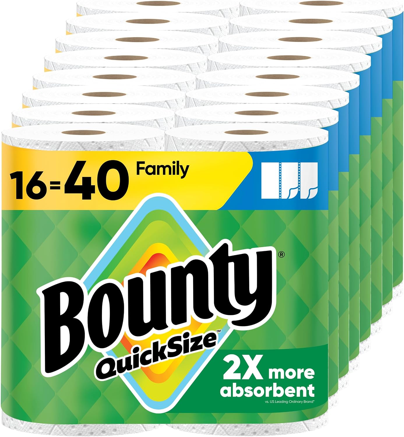 Bounty Quick Size Paper Towels, 16 Family Rolls (equiv. 40 Regular)