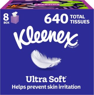 Kleenex Ultra Soft Facial Tissues, 8 Cube Boxes, 80 Tissues per Box