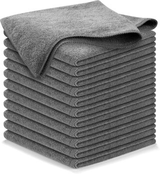 USANOOKS Microfiber Cleaning Cloth 12-Pack 12.5x12.5 Gray