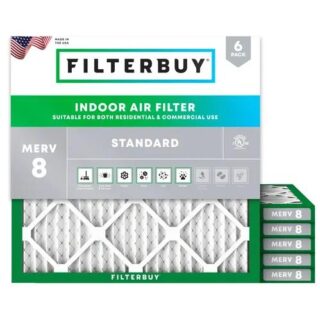 Filterbuy 20 × 20 × 1 MERV 8 Air Filters – 4 Pack